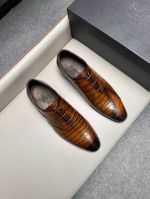 Berluti Black and brown calfskin Leather Shoes-Berluti Man Business Leather Shoes